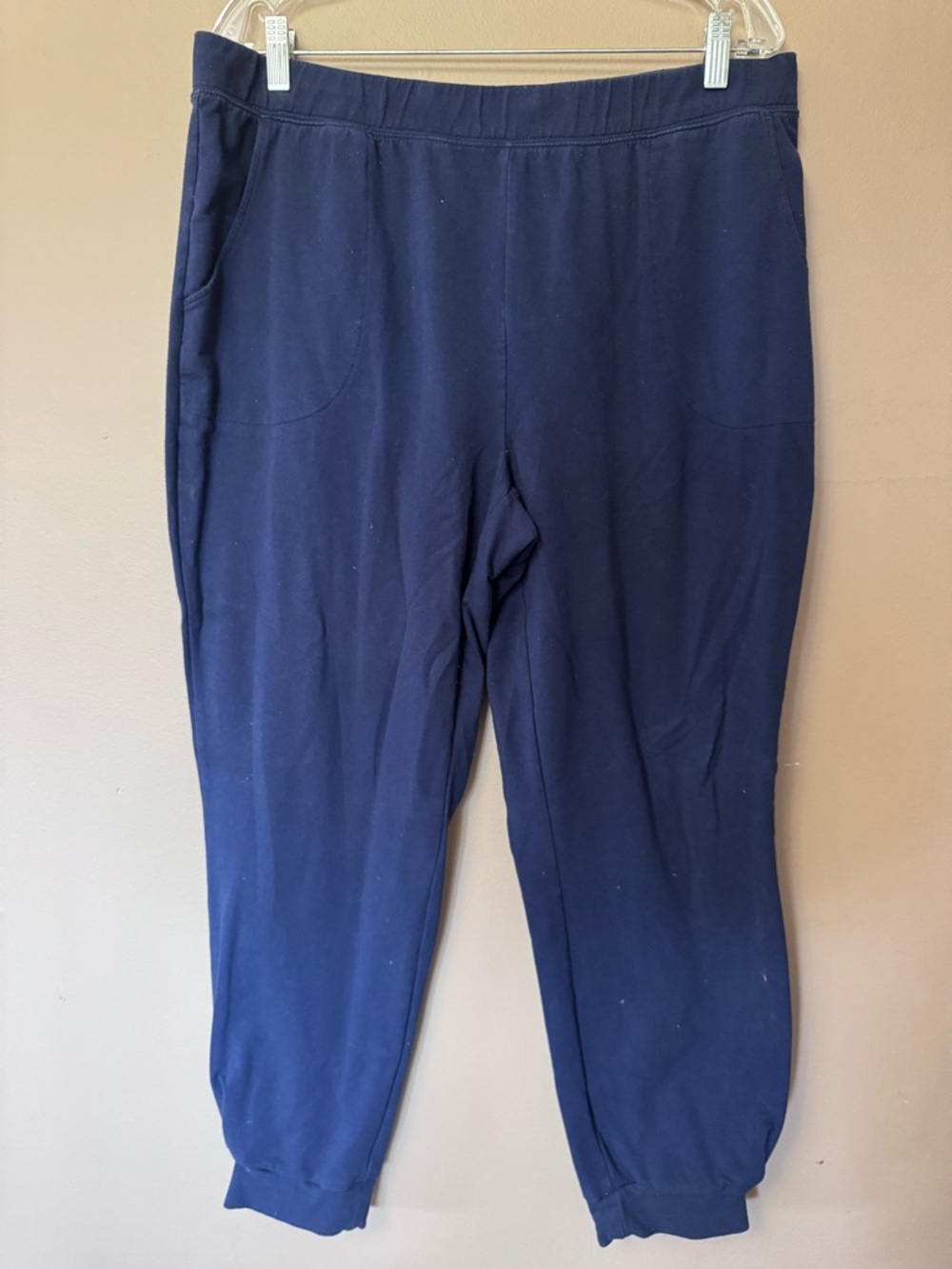 Denim & Co. Active French Terry Joggers w/ Pleat Detail - XL - Dark Blue